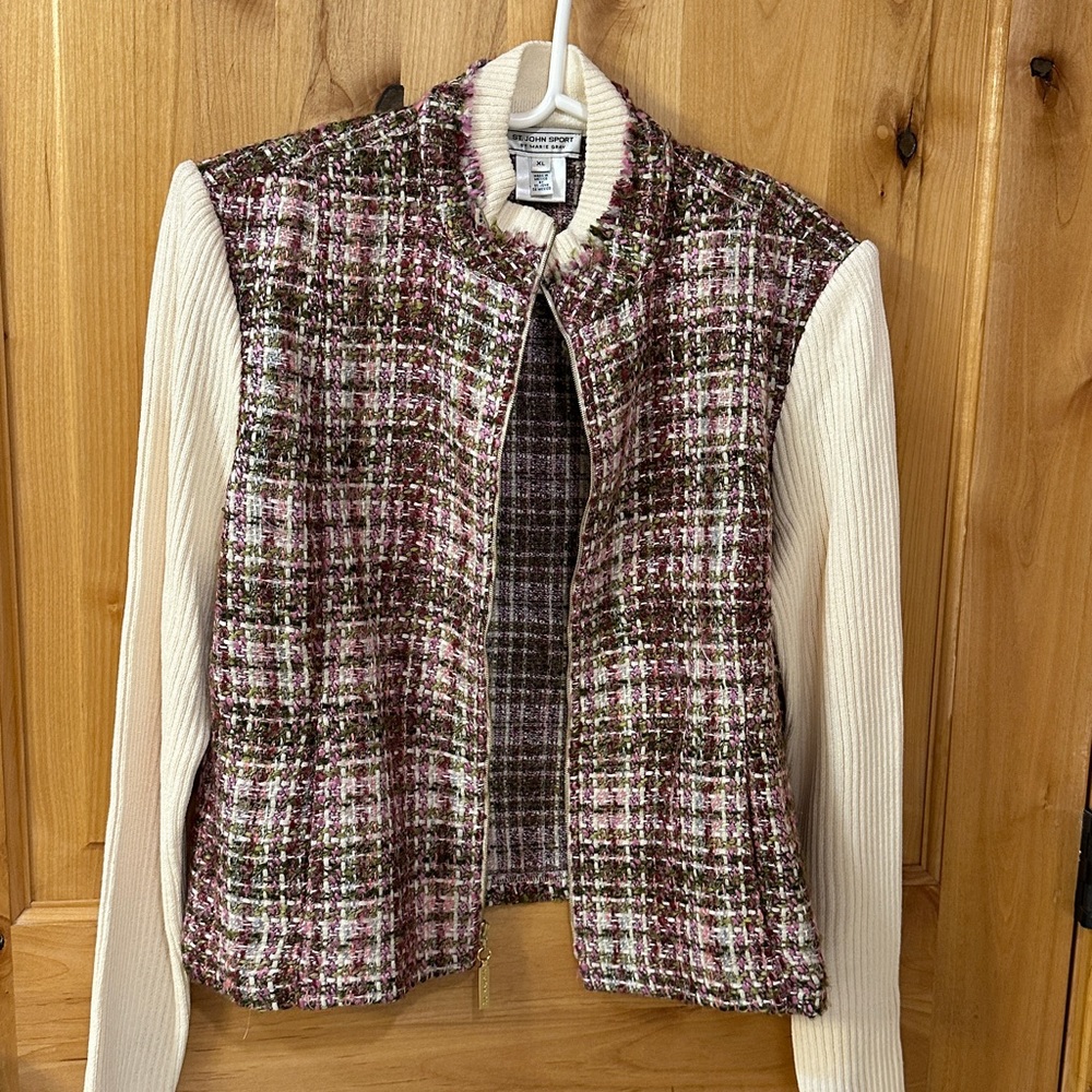 Saint James Pink and Cream Plaid Blazer